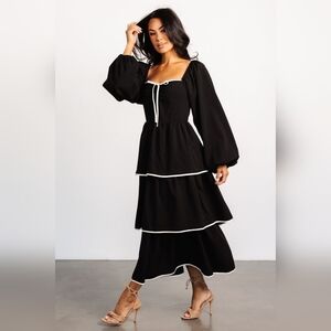 Baltic Born Black And White Barcelona Tiered Ruffle Dress NWT
